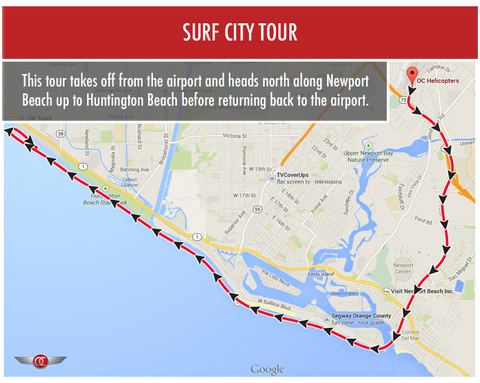 Surf City Tour - Private for 2 - Gift Card - OC Helicopters